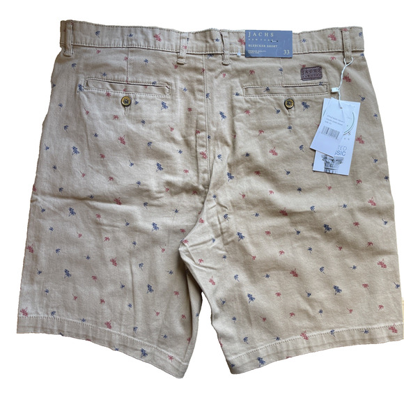 NWT Jachs New York Bleeker Shorts Mens Size 33 Dark Khaki Palm Tree Vacation - Picture 2 of 6